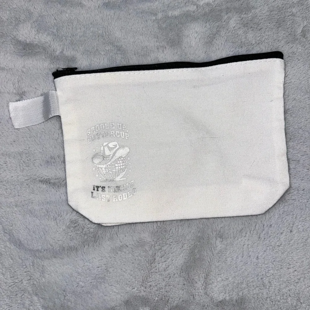 Western Saddle Up Buttercup‎ Nikki's Last Rodeo Canvas Makeup Bag Pouch White